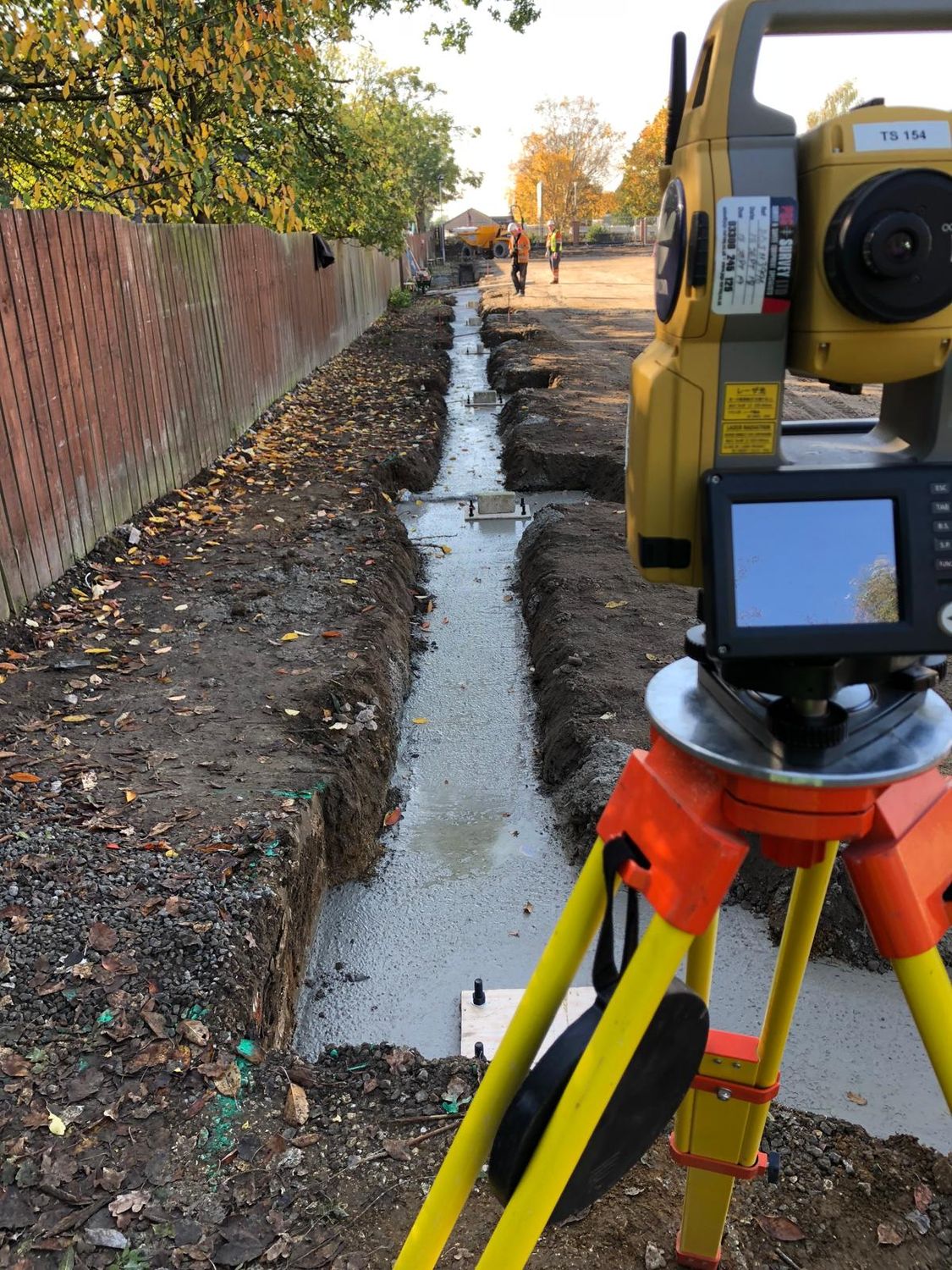Foundation set out and checked with a total station
