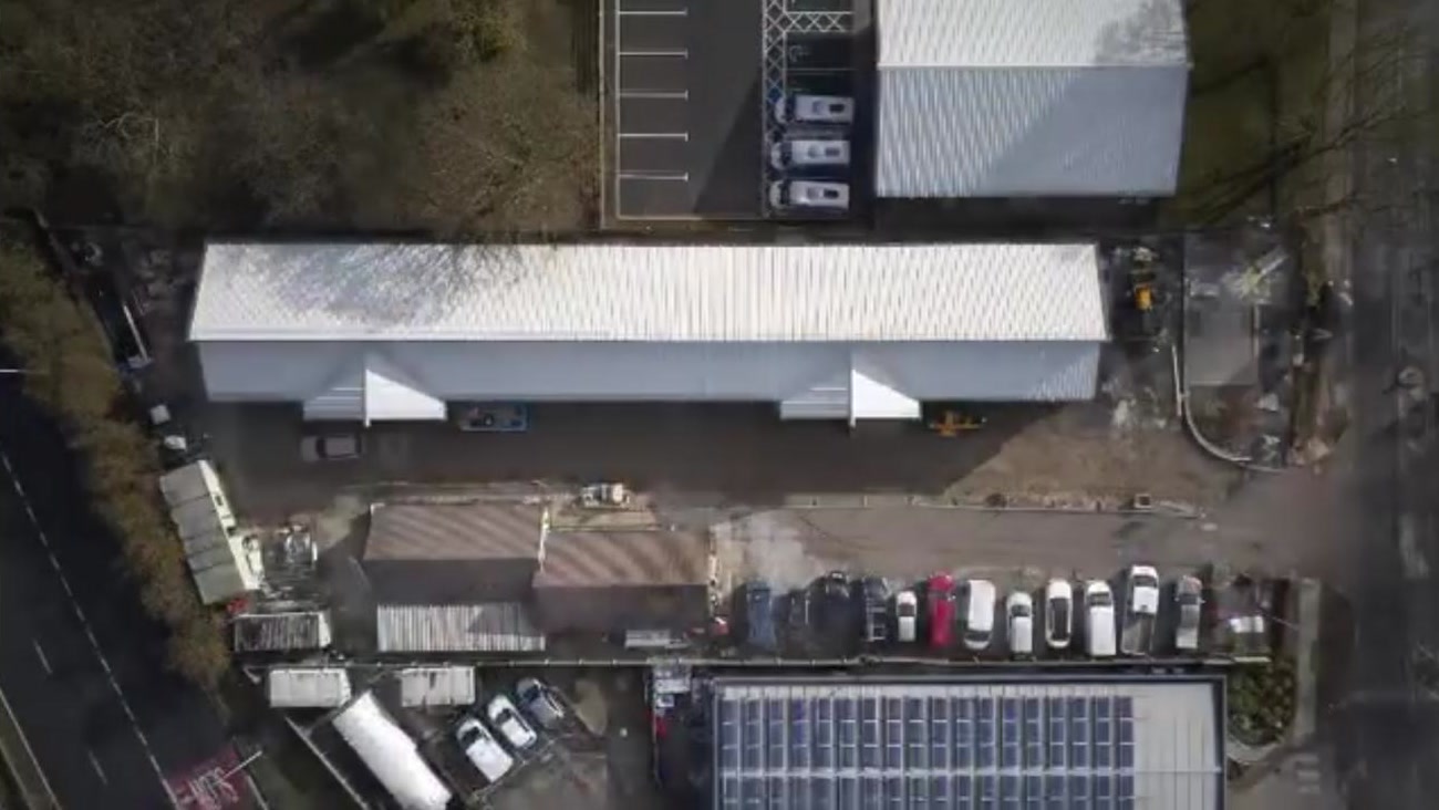 Aerial view of the units roofed and clad