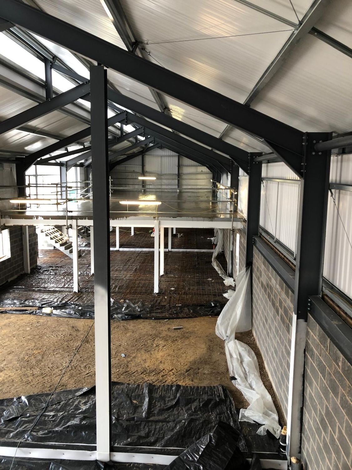 Ground floor prepared beneath the mezzanine steelwork