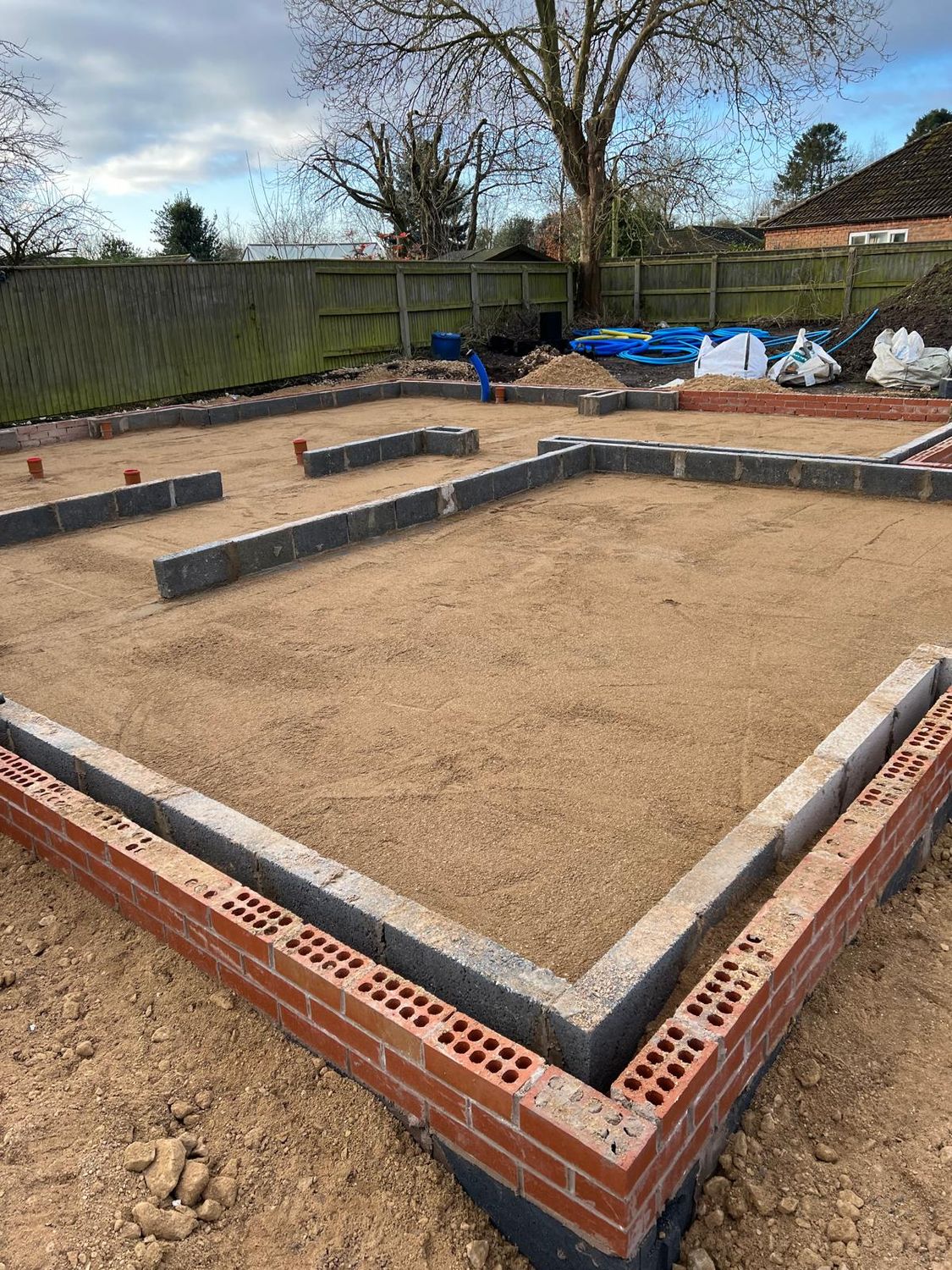 Brick and blockwork substructure built off the foundations