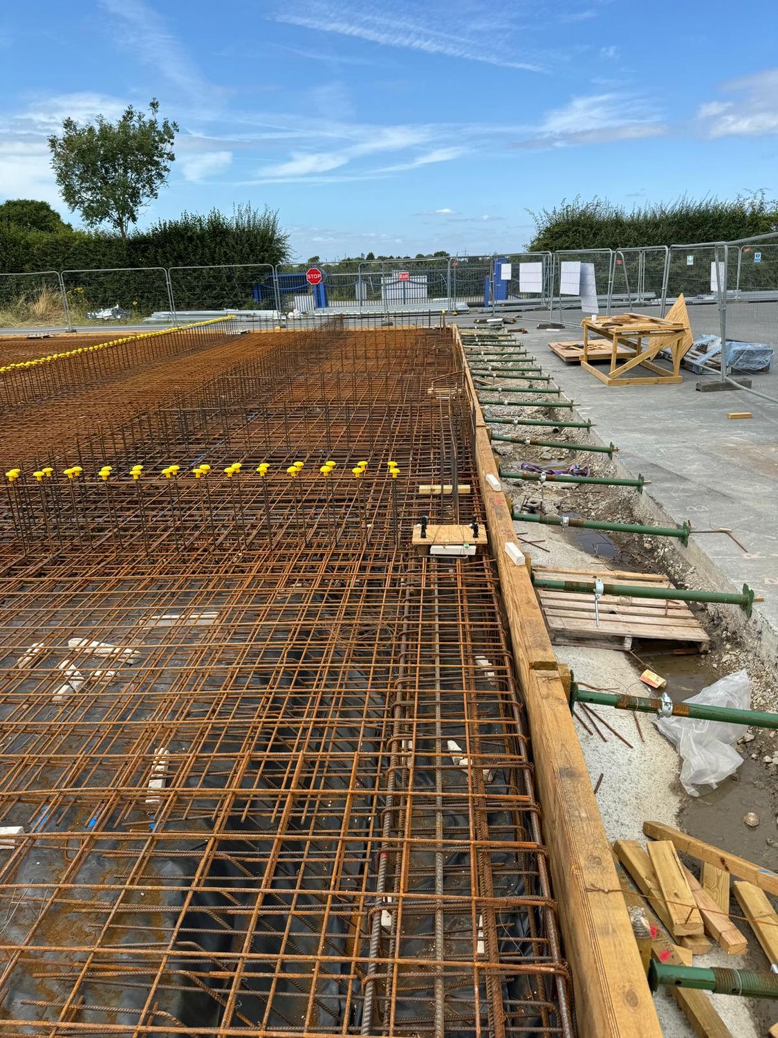 Edge formwork and reinforcement ahead of the pour