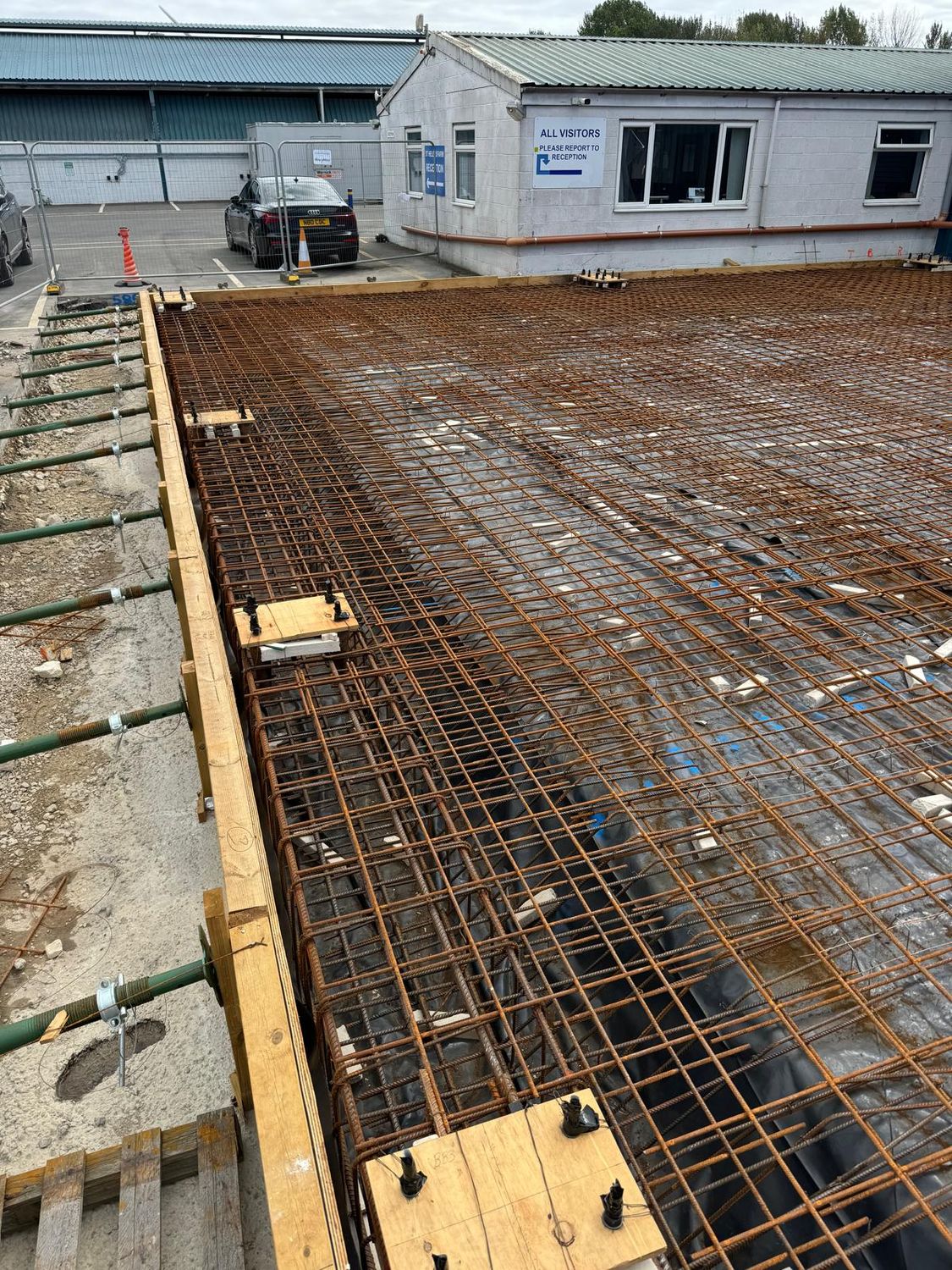 Raft reinforcement and edge shuttering beside the site offices
