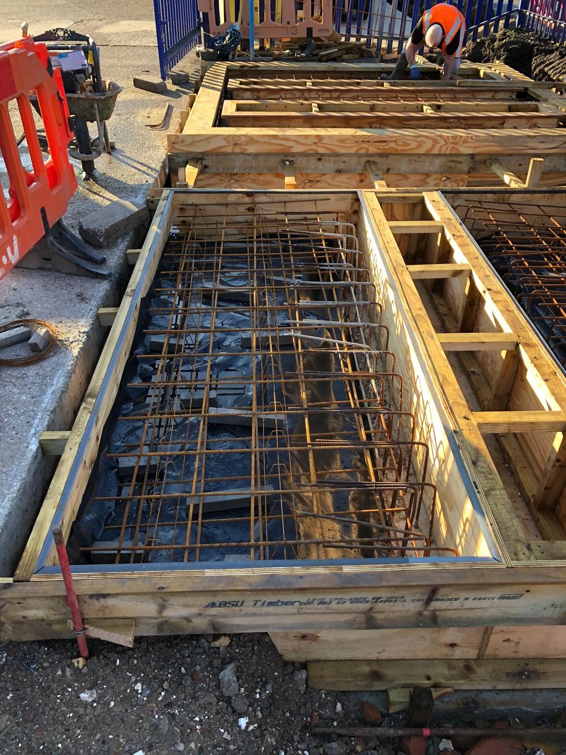 Formwork and reinforcement for a substation base