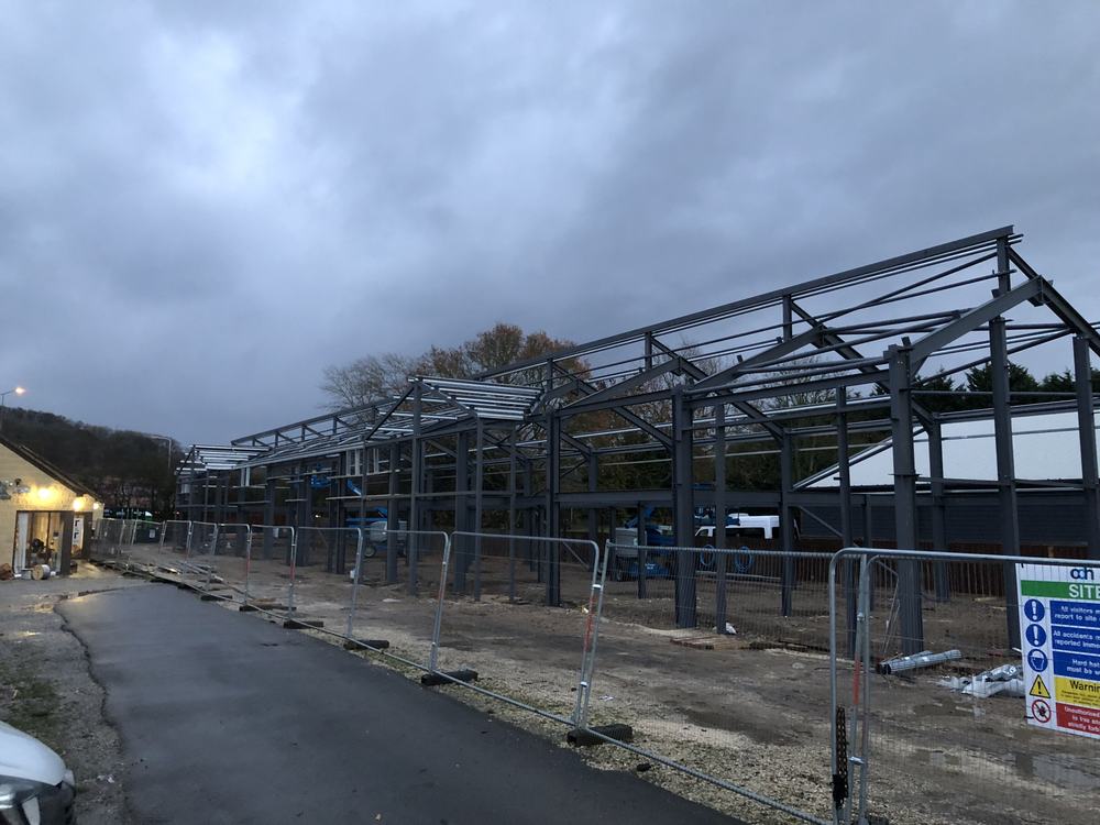 Steel frame of a new commercial building
