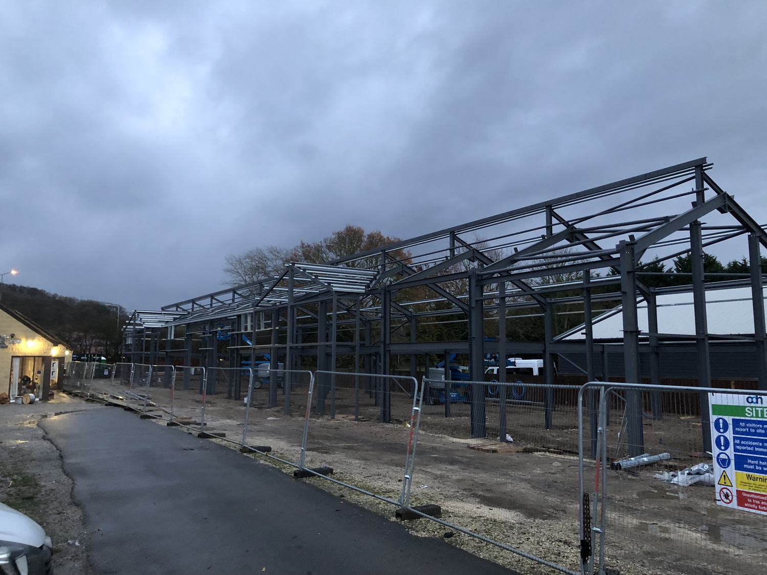 Steel frame erected for a new building